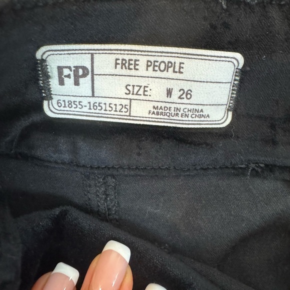 Free People Velvet Retro Mini Skirt Black Side Button Casual Back Zip Size 26 - Picture 10 of 12